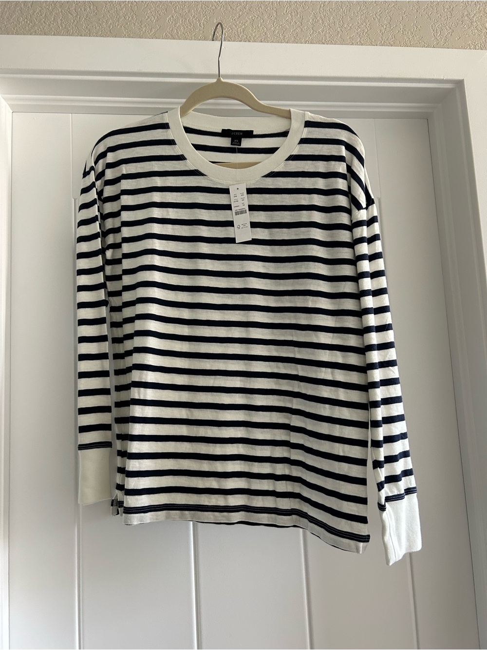 J. Crew Navy and White Striped Long Sleeve Tee
